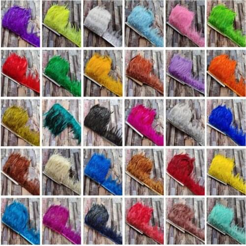 Wholesale 1 yards Beautiful 8-12cm long 30 Color natural cock feathers ribbon, feather ribbon decoration accessories