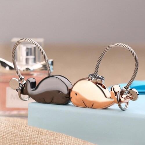 Wholesale Key Ring Lovely Kissing Whale Shape Alloy Couple Keychain for Bag Accessories