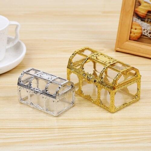 Food Grade Plastic Transparent Treasure Chest Jewelry Storage Case Wedding Favor Mini Candy Gift Boxes LX8700