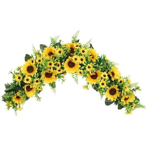 Sunflower Swag Door Hanging Wreath Simulation Hanging Ornament Floral Swag Door Swag for Wedding Arch Wall Window Decor