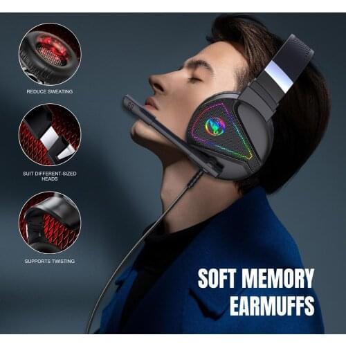 1 Pair RGB Luminous Computer Headsets Wired Gaming Headset 3.5mm Earphones