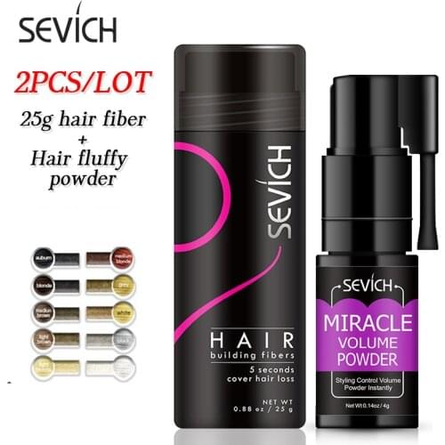 Sevich 2PCS/Set Keratin Hair Thickening Fibers Kit 4g Hair Fulffy Powder With 25g Building Hair Regrowth Powder Spray Hair Care
