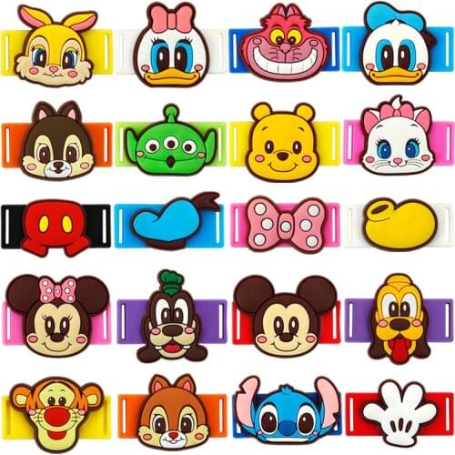 50pcs/lot Disney Cartoon Shoelaces Buckle Shoelace Winder Silicone Buckle Shoelaces Accessories DIY Sneaker Kits Shoe Decoration