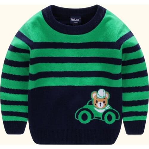 Boys Kids Sweaters 2021 New Spring Autumn Cartoon Striped Sweater for Children O-neck Knitwear