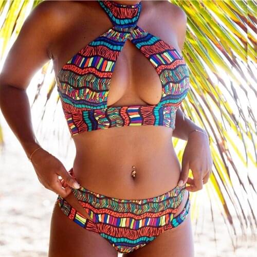 Sexy Women Color Print Bikini Set Push-up Padded Bra Swimsuit Bathing Swimwear Beach African Swim Suits Maillot De Bain