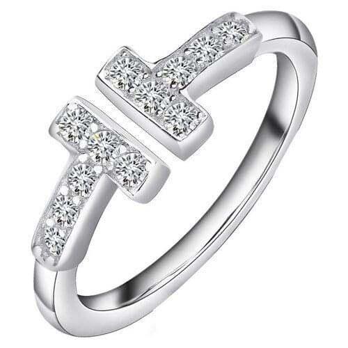 Trendy 925 Sterling Silver Crystal Adjustable Rings For Women Girls Wedding Engagement Fashion Jewelry Best Gift For Lover