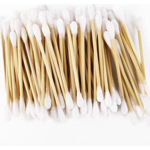 100pcsbag of high-quality double-head disposable cotton swabs soft cotton swabs for medical wooden stick nose and ear clean tool