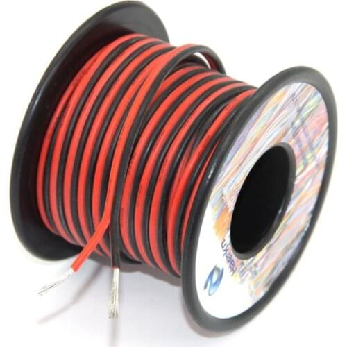 16 awg Silicone Electrical Wire 2 Conductor Parallel Wire line 18m [Black 9m Red 9m] Hook Up oxygen Tinned copper