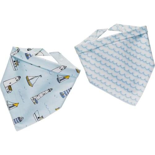 2Pcs Nice-looking Baby Bibs Cartoon Pattern Adjustable Triangle Baby Bandana Drooling Bibs for Toddlers