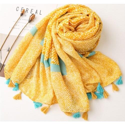2019 Women ombre Pattern Cotton Tassel Scarf 10pcs/lot