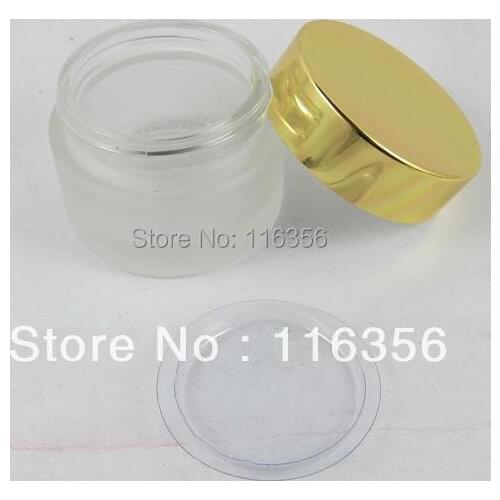 30G frosted glass cream jar with gold lid for cosmetic packaging