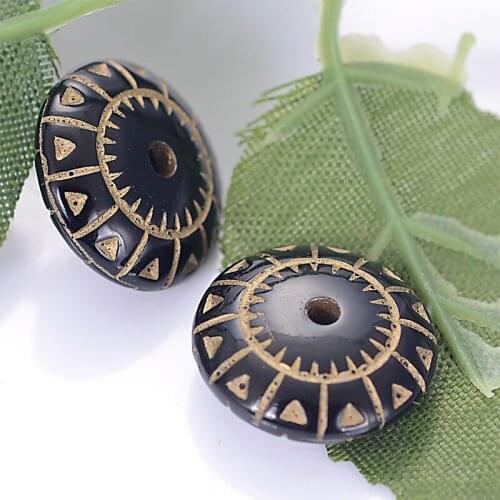 100 Pcs Golden Metal Enlaced Patterned Disc Acrylic Antique Design Spacer Beads For Women Diy Bracelet Bangle Jewelry Making