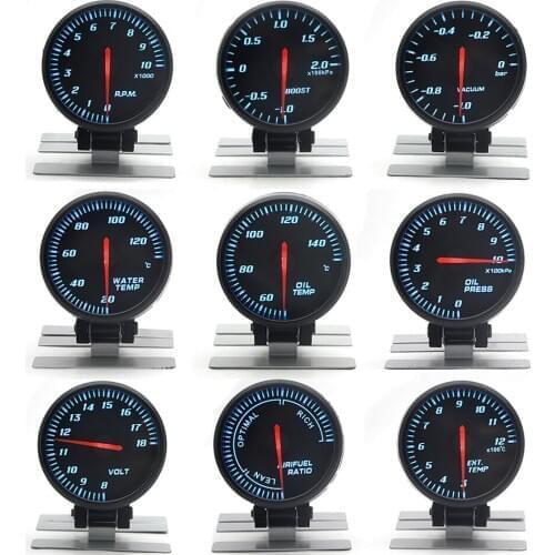 60MM Black Face Tachometer Boost Voltmeter Air Fuel Ratio EGT Gauge Vacuum Water Temp Oil Press Oil Temp Car Gauge for 12V Car
