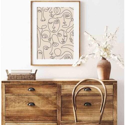 Abstract Single Line Face Art Drawing Posters Abstract Minimalist Woman Female Face Wall Canvas Print Painting Decorative Pictur