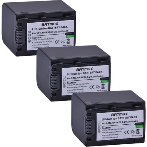Batmax 3 Pcs 2500mAh NP-FV70 NP FV70 NPFV70 Rechargeable Camera Battery for Sony HDR-CX230 HDR-CX150E HDR-CX170 CX300
