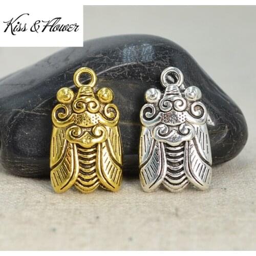 QEENKISS AC160 Cloisonne Fine DIY Jewelry Making Accessories Findings Fittings Bracelet Necklace Cicada Pendant Charms 1PC