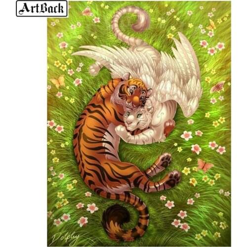 5d diy diamond painting tiger cartoon flying tiger picture full square diamond embroidery new arrival diamond mosaic 3d wall