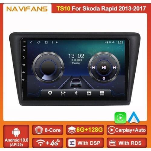 2Din DSP Carplay 6+128G GPS 4G Net For Skoda Rapid 2013 - 2017 Android 11 Car Radio Multimedia Video Player Automotivo Stereo BT