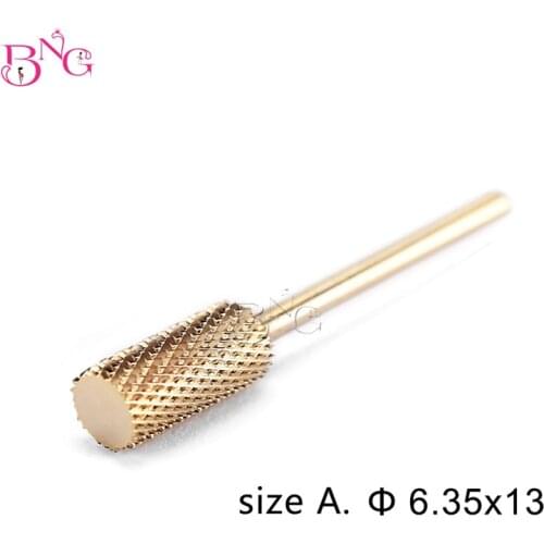 BNG Medium Golden Carbide Nail Drill Bits Manicure Machine Accessory Ceramic Milling Cutters Electric Dill Nail Files