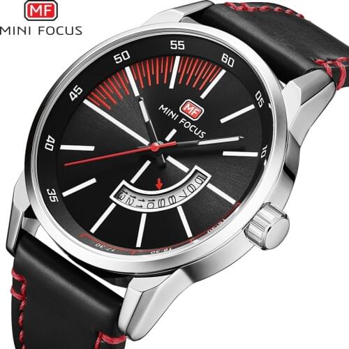 Men Watch MINI FOCUS Mens Quartz Wristwatches Genuine Leather Male Top Brand Luxury Wrist Watch with Calendar Relogio Masculino
