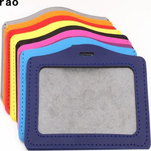 Luxury quality 617 PU Leather material card sleeve sets ID Badge Case Clear Bank Credit Card Badge Holder School student office