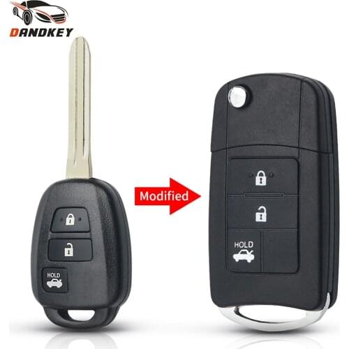 Dandkey Modified Remote Key Shell Case for Toyota Corolla RAV4 Camry Prius 2012 2013 2014 2015 2016 2017 Uncut TOY43 3 Buttons