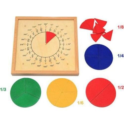 Montessori Board Wooden Circular Mathematics Fraction Division & Graphics Rubber Tie Nail Boards Kids Early Development Toy