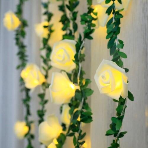 Rose Flower Garland Fairy Light Decor LED Copper Wire String Lights For Wedding Forest Table Christmas Home Party Decoration