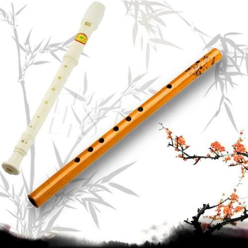 IRIN New 1PC Chinese Traditional 6 Hole Bamboo Flute Vertical Flute Clarinet Student Musical Instrument Wood White Color As Gift