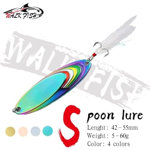 WALK FISH Lunker Casting Spoon 5g 10g 15g 20g 30g 40g 60g Fishing Hard Bait Lures Zinc Alloy Plating Freshwater Bass Pike Trout