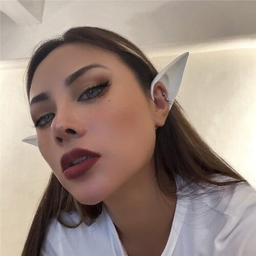 Creative Silicone Halloween Funny Elf Earrings Female Simple Ins Color Sweet Cool Hip Hop Fake Pierced Ear Hook Ear Clip Jewelry