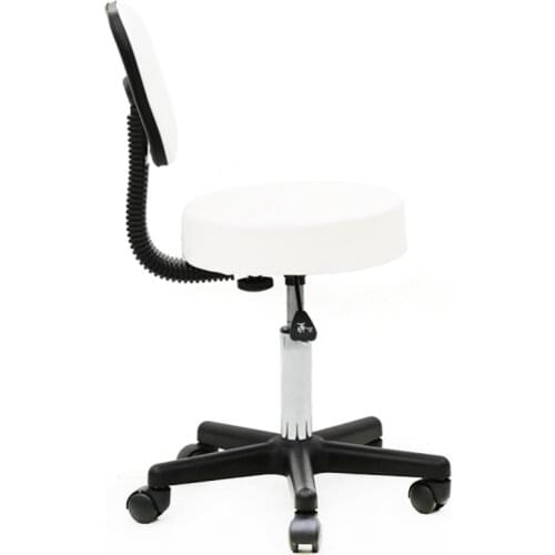 Round Shape Plastic Adjustable Salon Stool with Back White