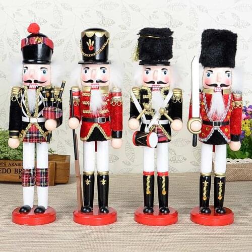 30CM Wooden Nutcracker Christmas Soldier Handcraft Doll Puppet Figurines Xmas Decorations Vintage Design New Year Ornaments Gift