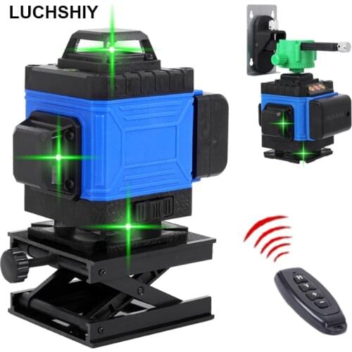 Laser Level Green Beam Cross 12/16 Line Laser 360 Rotary Self-Leveling Horizontal Vertical Construction Tool With Tripod Battery
