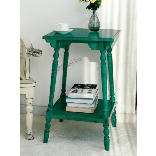 European-style Small Coffee Table Solid Wood Pastoral Old Casual Coffee Table Retro Fashion Side A Few Corners High Coffee Table