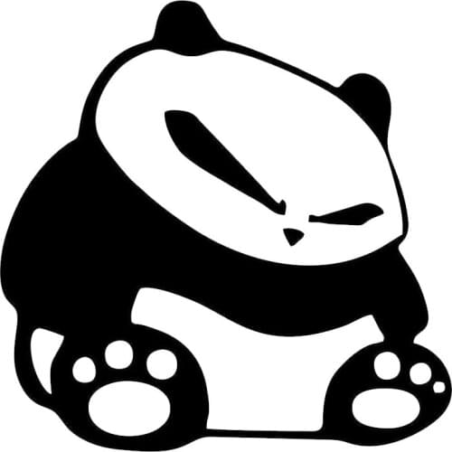 Cartoon Panda Cool Face Car Stickers Fashion Reflective Car Styling Vinyl Decal Black/Silver 16*15cm
