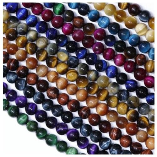Natural Stone AAAAA yellew blue green Tiger Eye Beads Strand 4 6 8 10 12MM Pick Size For Jewelry Making bracelet gd5gs