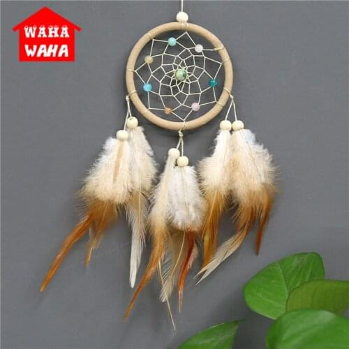 Newest India Style Handmade Dream Catcher with Feather Wind Car Hanging Carft Gift for Home Decoration White/Blue/Green/Red/Pink