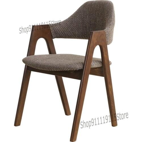 Customized Solid Wood Dining Chair, Chair Back, Coffee Armrest, Washable Bedroom, Simple Household Meeting Desk And Chair