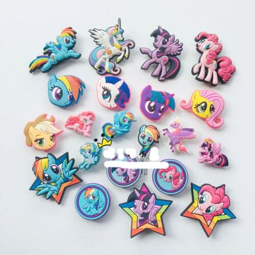 Geniune Cute Shoe Charms Accessories Cartoon Anime My Little Pony PinkiePie Shoes Buckle Decorations for Sandals Kids Gift New
