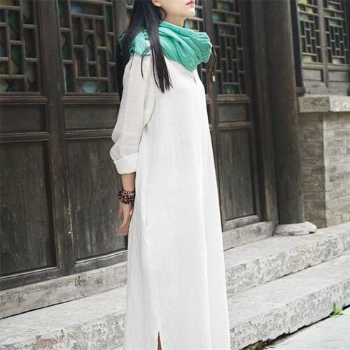 Autunm Women Boho cotton Linen Beach Maxi Dress,Spring long sleeve casual vintage dress Plus size M-8XL party dress vestidos