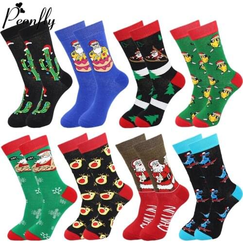 Peonfly Funny Tree Snow Gift Happy Men New 2020 Autumn Winter Harajuku Calcetines Santa Claus Christmas Socks