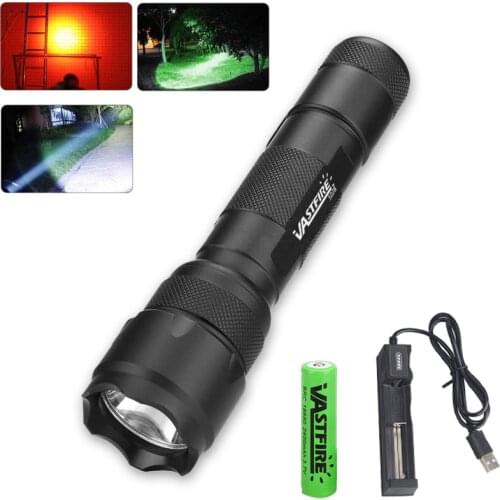 Rechargeable 5000LM XML Q5 RED/White/Green Led Light Flashlight Torch Lamp Hunting Light +18650 +Charger