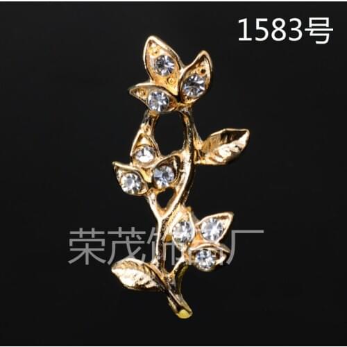 50Pcs 12*27MM Gold Color Crystal Leaf Charms Wholesale Brass Material DIY Jewelry Vintage Branch Leaf Pendant Charms