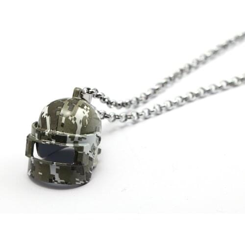 PUBG Level 3 camouflage Helmet Necklace Metal Battlegrounds Pendant Chain Men Women ketting collares Charm Gifts Game Jewelry