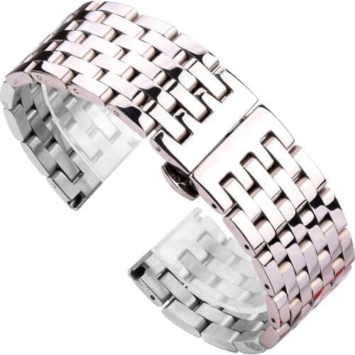 20mm 22mm Watchband Strap Solid Stainless Steel Men Women Metal Straight End Bracelet Silver 4 Colors Watch Band Accessories