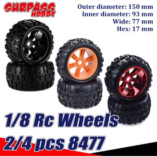 Surpass Hobby Zd Wheels Tires Rubber Monster Truck Wheel Off-Road 150mm Tire Hex Rims 17mm Hub for 1/8 Rc HSP Traxxas Wltoys