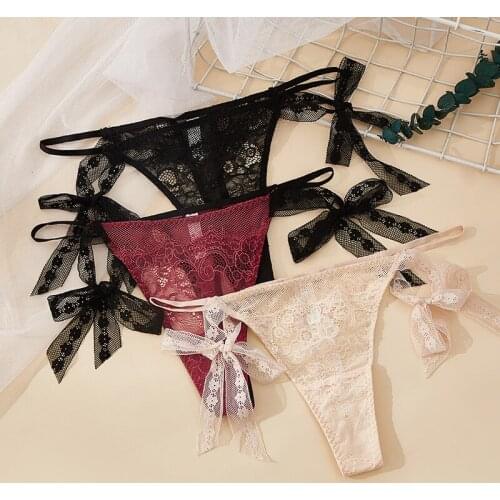 Wriufred Thongs Lace-up Sexy Temptation Briefs Hot Ladies Underwear One Size Women Tie T-pants
