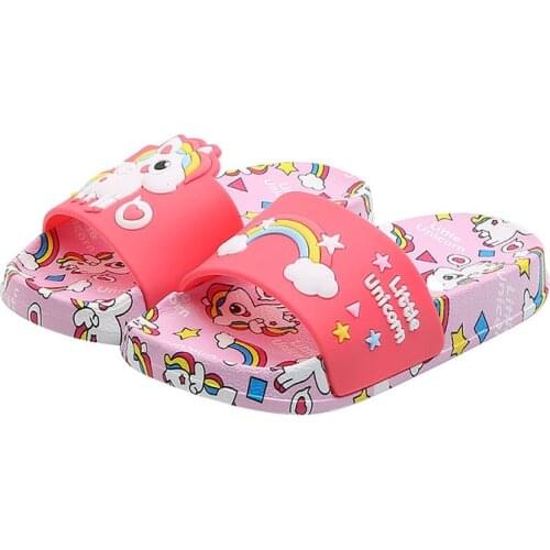 Suihyung Rainbow Unicorn Slippers For Boys Girls 2021 New Cartoon Dinosaur Children Beach Shoes Kids Sandals Bathroom Slippers