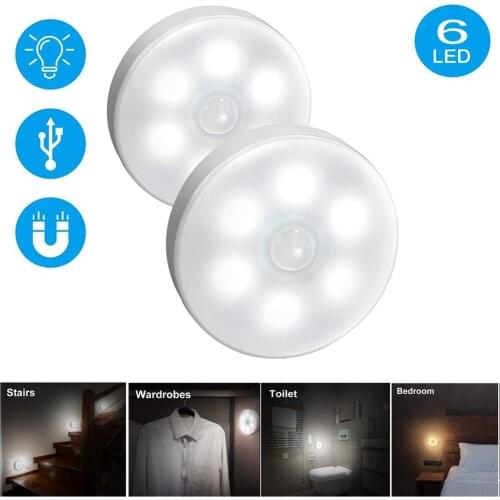 6 LEDs PIR Motion Sensor Light, Cupboard Wardrobe Bed Lamp LED light, Under Cabinet Night Light Closet Toilet Stair Light